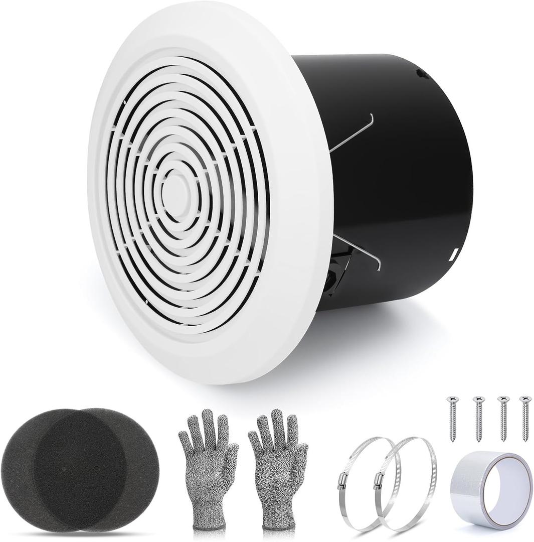 V2262-50 7 Inch Bathroom Exhaust Fan, 50 CFM Quiet Bathroom Vent Fan, 1.0 Sones Low Noise Fans for Ceiling, Kitchen Exhaust Fan, Garage Ceiling Fan for Mobile Home, Laundry