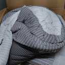 Litanika Dark Grey Comforter Set Super King Plus - 3 Pieces Lightweight Dark Grey Colorblock Stripe Fluffy Bedding Comforter Sets, All Season Bed Set