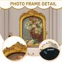 JINHUANG Vintage 4x6 Picture Frame with Flower Antique Gorgeous Tabletop and Wall Mounted Photo Frame with High Definition Glass Front Cover for Home Decor, Photo Gallery, Vintage Gold Color
