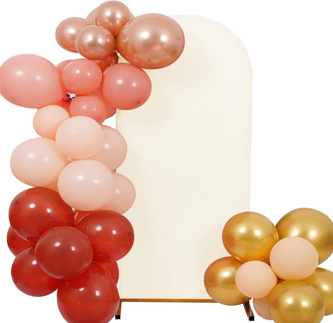 Peomeise 7.2FT Wedding Arch CoverBeige Arch Backdrop Cover Stretchy Spandex Backdrop Stand Covers for Birthday Party Ceremony Banquet Decor(86.4" L x 48" W)