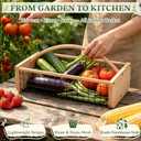 Garden Hod Harvest Basket, Wooden Garden Harvest Basket with Metal Mesh, Vegetable Gathering Basket for Fruit Picking, Rinse & Drain Gardening Basket for Kitchen, Picnic, Farmhouse Decor-Big
