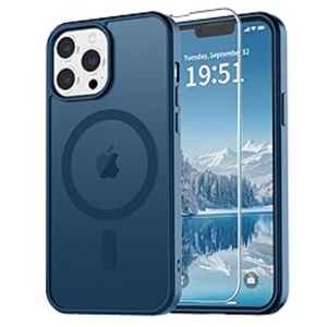 vnnink for iPhone 15 Case, Magnetic Matte Military Grade Drop Protection Translucent Cell Phone Cover,Rugged Shockproof Cover, Blue