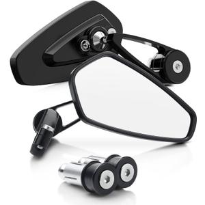 BUMBEE Motorcycle Bar End Mirrors - Rear View Black Mirror Compatible with Most Honda MSX125 CB500F Z125 pro-Z650 Z750 Z800 Z900 MT-03 FZ-07 MT-09 FZ-09 MT-10 FZ-10 MT-25 FZ6 FZ8 FZ6R0
