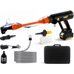 Cordless Pressure Washer , T TOVIA 870PSI Electric Washer Kit, Portable Power Cleaner with 6-in-1 and 0-180Adjustable Nozzle, Waterproof Battery for Washing Cars Patio Fence Watering Plants