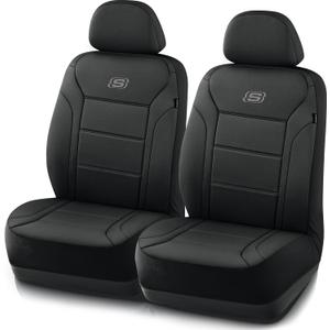 Skechers Memory Foam Car Seat Covers, Lycra Fabric Seat Cover, Car Seat Covers Front Seats Airbag Compatible, Automotive Comfort Protection for Most Cars, Trucks, SUVs, Black