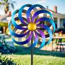 Wind Spinners Outdoor Yard Decorations, 16 Inches Wind Sculpture Metal Garden Art, Windmills for Yard Gardening Gifts for Women Mom Backyard, Patio, Garden Decor (Blue)