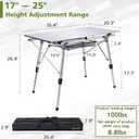 JOUYEK Folding Outdoor Camping Table with Adjustable Legs, Lightweight Aluminum Roll Up Camp Table with Carrying Bag, Mesh Storage Organizer, for Cooking, Picnic, Beach, Backyards, BBQ, Party, 35.4 X 20.3 X 26.4 Inches
