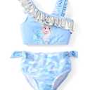 Disney Frozen Elsa Girls One Shoulder Swimsuits Ruffle Toddler Girl Swimsuit Cute Little Girls Bathing Suit Girls' Swimwear Light Blue 4-5 Years