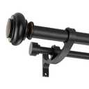 Double Curtain Rods 36 to 72 Inches with Solid Aluminum Alloy Brackets, 1 Inch Adjustable Drapery Rod, Heavy Duty Dual Curtains Rod for Window, Sliding Door, Bedroom Decoration, Matte Black