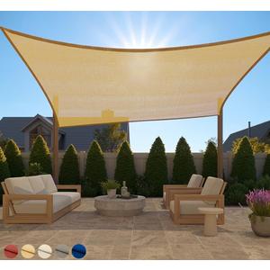 GORILLA GRIP Heavy Duty Sun Shade, UV Protection Fade Tear and Rust Resistant Rectangle Sunshade Canopy, Curved Edges Blocks Sunlight, Breathable Sail, Outdoor Patio, Lawn Garden, 8x12 FT Sand