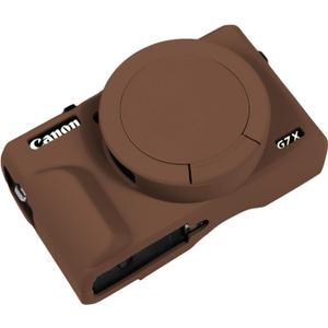 Easy Hood Case for Canon Powershot G7 X Mark III Digital Camera, Soft Silicone Protective Cover with Removable Lens Cover for Canon Powershot G7X Mark III DSLR Camera (Brown)