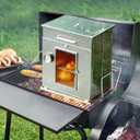 Foldable Camping Oven with 2 Tier Grill, Portable 304 Stainless Steel Camping Stove with Thermometer for Use with Propane Stove and Wood Camping Stoves, Outdoor Cooking, Picnic