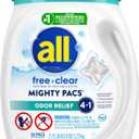 All Mighty Pacs Laundry Detergent Free Clear Odor Relief, Tub, 56 Count