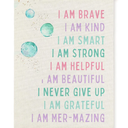 WUCHJ Positive Affirmations for Kids Wall Art Poster, Mermaid Room Decor for Girls, Pastel I Am Brave Kind Smart Inspirational Canvas Prints Artwork for Girls Bedroom Dorm Apartment Decor, 12x16 Inch