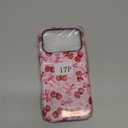 Compatible with iPhone 17 Pro Case, Cute Pink Cherry Bow Pattern with Shockproof Slim Soft TPU and Hard PC Protective Cover for Women Compatible with iPhone 17 Pro Case, Frosted