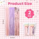 2 x 2 Pack Rose Gold Purple Backdrop Curtains 3.28 x 6.56 ft Foil Fringe Tinsel Streamers Singer Birthday Party Decorations Magical Music Themed Party Supplies for Women Bridal Bachelorette