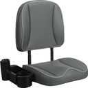 Folding Boat Seat Low Back Fishing Boat Seats with Cup Holder, Charcoal/Charcoal/Light Gray