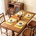 6 x KXN Placemats Set of 6, Dual-Layer Thickened Faux Linen Table Mats, Heat Resistant & Wrinkle-Free, Machine Washable Cloth Place Mats for Kitchen Dining Indoor Outdoor (Yellow)