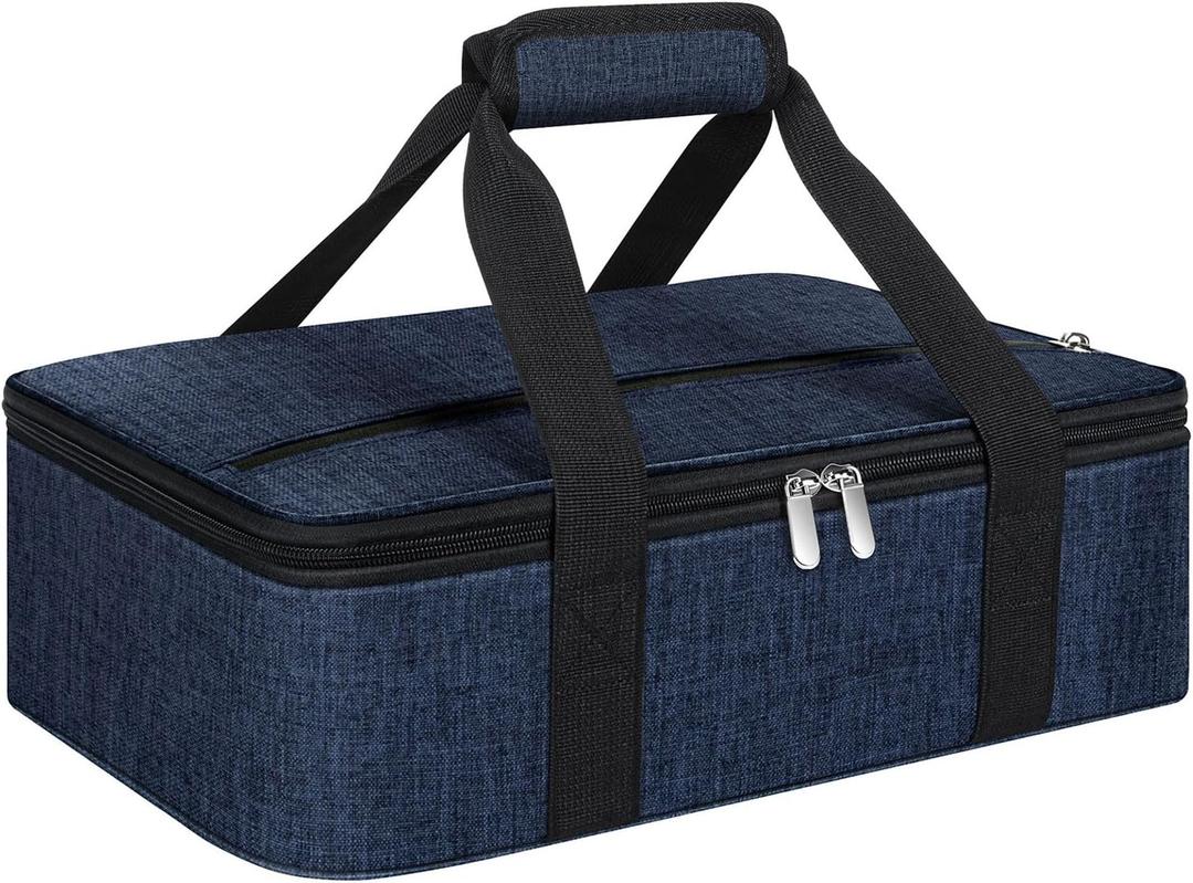 Insulated Casserole Carrier, Portable Casserole Carrier for Hot or Cold Food Lunch Tote Warmer or Cooler Bag, Lasagna Lunch Bag for Potluck Parties- Fits 9" x 13" Baking Dish-Navy blue