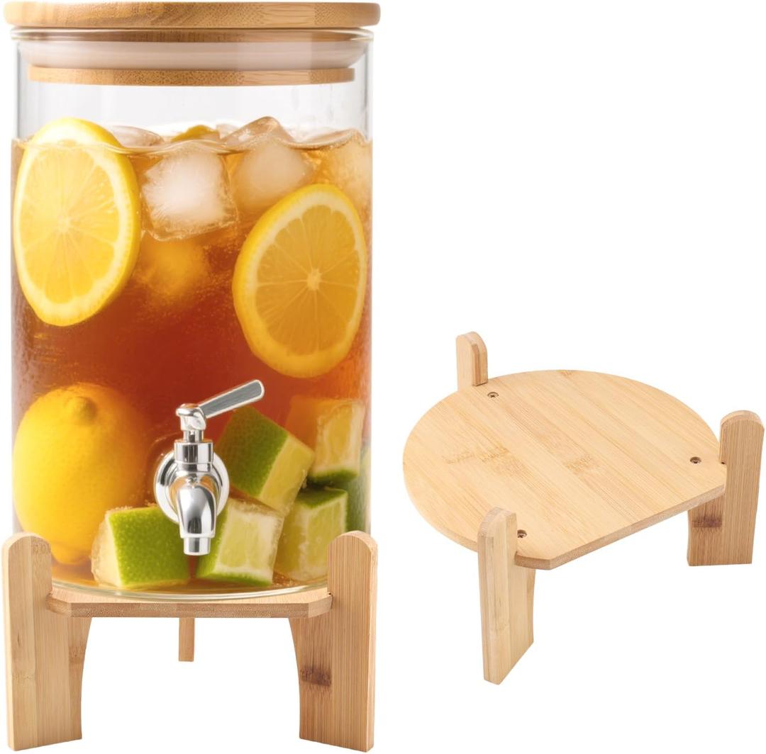 Wooden Drink Dispenser Stand, Beverage Dispenser Stand and Water Jug Holder, Drink Stand for Families, Parties and Catering Events, Fit Max 9 Inch Glass Water Pitcher Water Filter Bottle