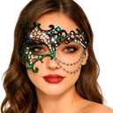 Yalice Women Masquerade Lace Mask for Costume Party Shiny Beads Half Face Mask with Rhinestones Ball Accessories