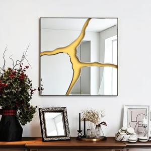 QDSSDECO Irregular Wall Mirror, 28" x28", Asymmetrical Vanity Decor