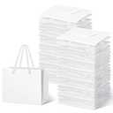 Honoson 100 Pcs Thicken White Mini Gift Bags with Handles, 3.9 x 4.7 x 2.4 Inch Small Paper Goodie Shopping Bags for Small Business Party Wedding Gift Wrap Valentine