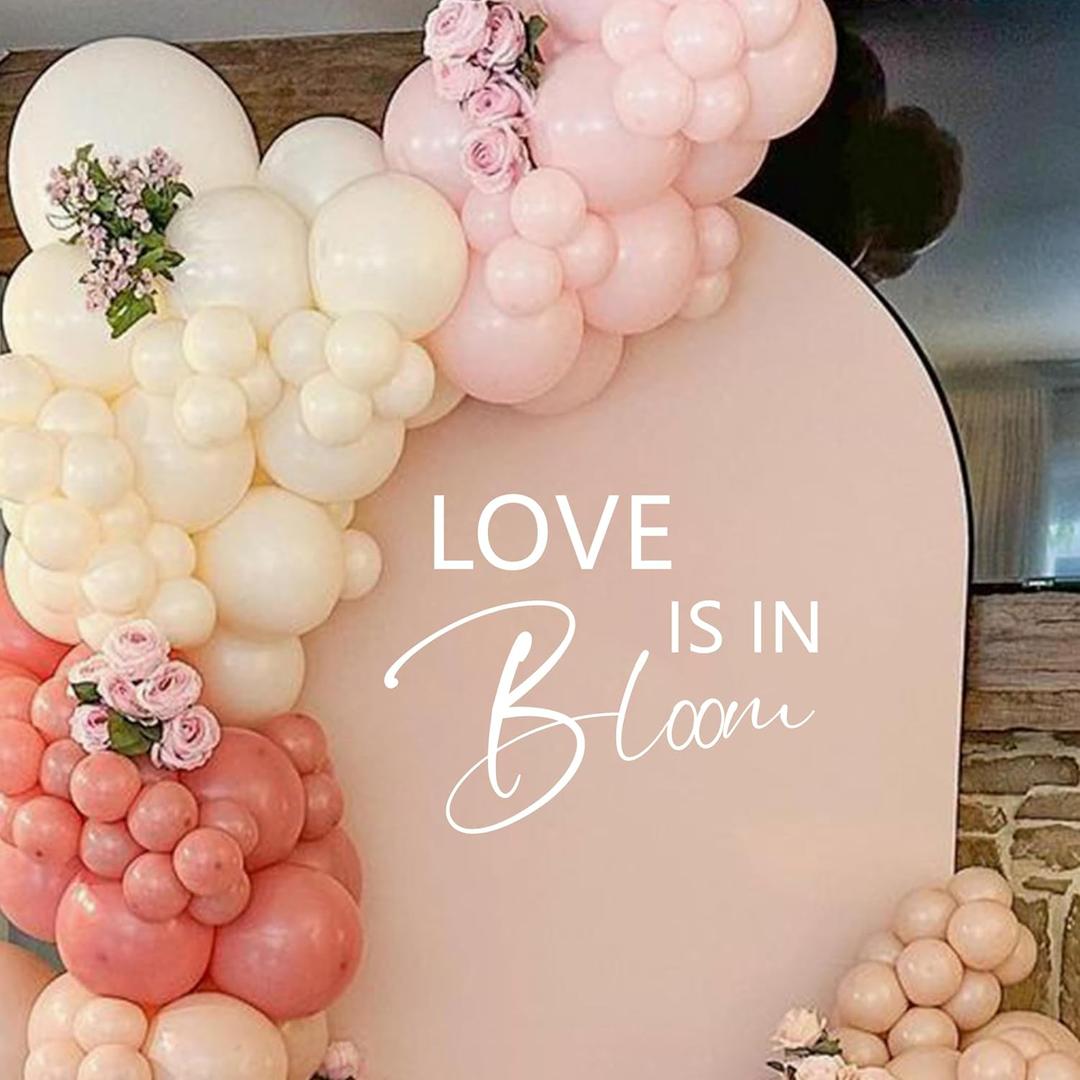 Love Is In Bloom Bridal Shower Party Decal Sign - Engagement/Bride-To-Be/Valentine's Day Party Supplies Wall Decal, Love Is In Bloom Balloon Arch Stickers, Wedding Party Decoration Wall Sticker