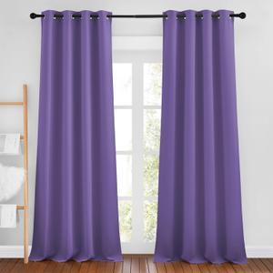 NICETOWN Lilac Purple Blackout Curtains 102 inches Long, Grommet Thermal Insulated Solid Room Darkening Window Treatments Sound Reducing for Living Room, W46 x L102, Set of 2