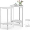 Vagusicc Side Table, Small Round End Table, Set of 2 Half Round Side Table Half Moon Tables, Circle Table Small Round Coffee Table for Living Room, Thin Accent Sofa Table Narrow Entryway Tables, White