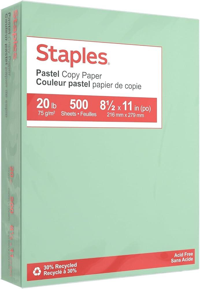 Staples Paster Copy Paper 20Ib, 500 Sheets, 8½x11in(po)
