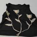 Women's 3D Floral Tank Top Crew Neck Tulip Applique Summer Casual Sleeveless Going Out Tops (Large, Black)