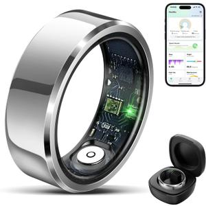 2025 Smart Ring with Air Gesture Control,Heart Rate&Sleep Monitor -Stylish Fitness Ring for Men&Women,IP68 Waterproof,Activity Tracker Records Steps Distance,Compatible with Android&iOS (Silver, 12#)