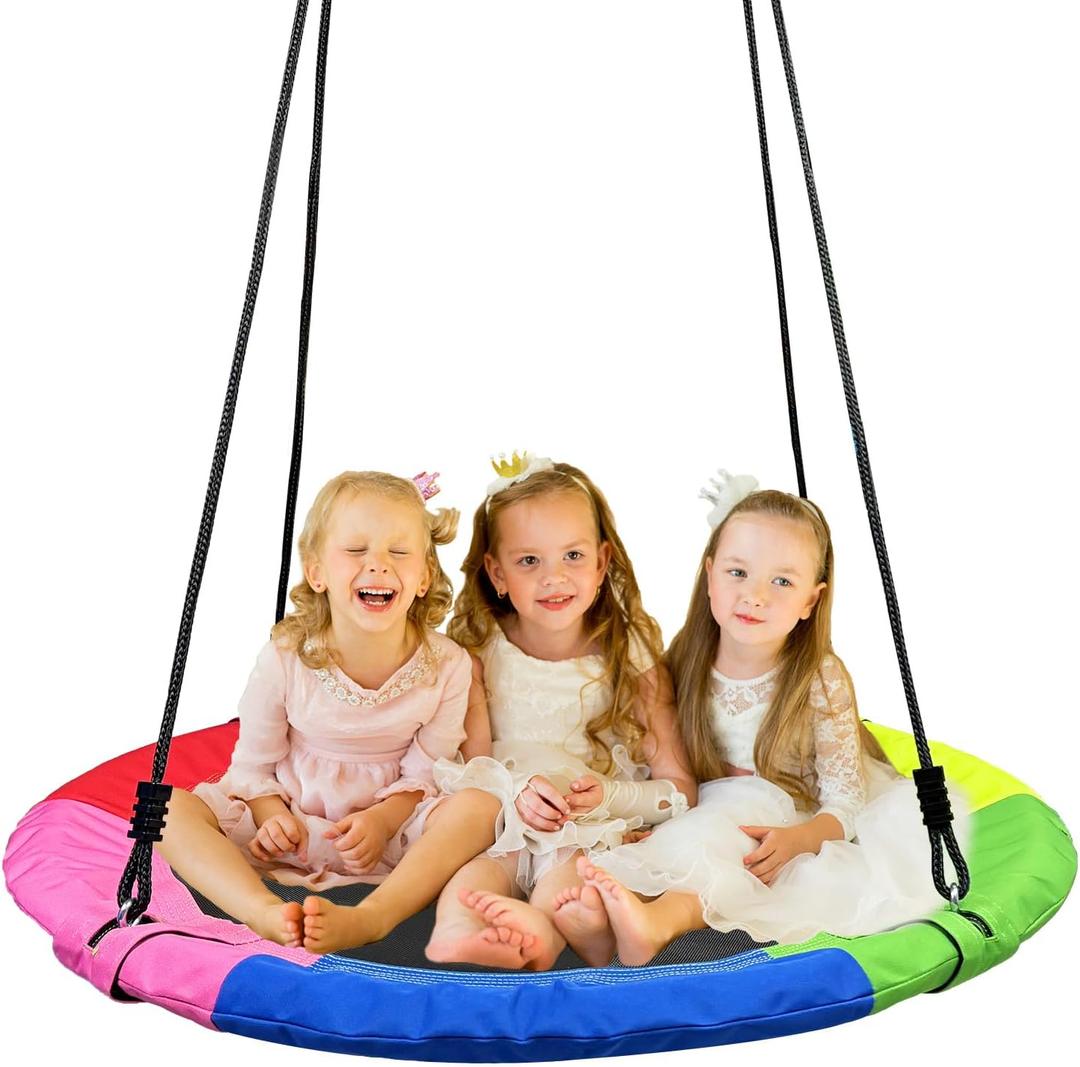 Tree Swing,Saucer Flying Swing 40 Inch for Kids,900D Oxford Waterproof, 900lbs Weight Capacity,with Adjustable Hanging Straps, for Backyard, Playground, and Camping, Gifts for Kids (Multicolor)