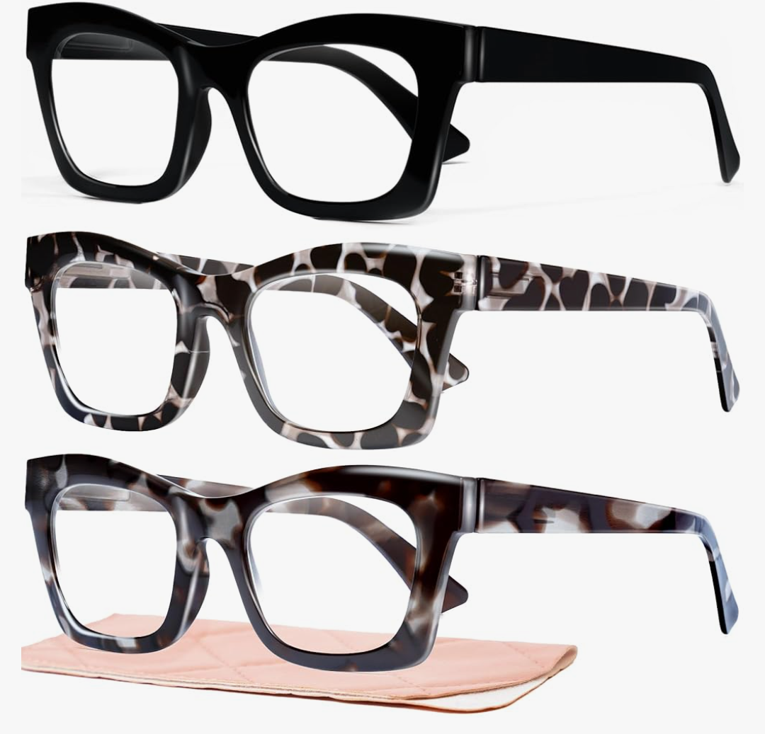 CCVOO Stylish Reading Glasses for Women, Eyeglasses, Blue Light Readers for Women, Computer Eye Glasses, Cheaters