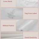 BAMBOO COOL Women's Seamless Tight T-Shirts Slim Fit Basic Ribbed Tees Short Sleeve Crew Neck Top (White, XL)