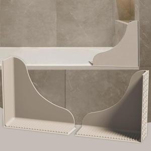 Roslim No-Adhesive 2-Pack All-Silicone Shower Splash Guard with Strong Suction Cups, Reusable Bath Tub Corner Water Blocker for Secure SealKeep Water in Shower or Bath, One-Piece Design, Taupe