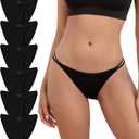 INNERSY String Bikini Panties for Women Sexy Silky Cheeky Underwear 6-Pack (Medium, Pure Black)