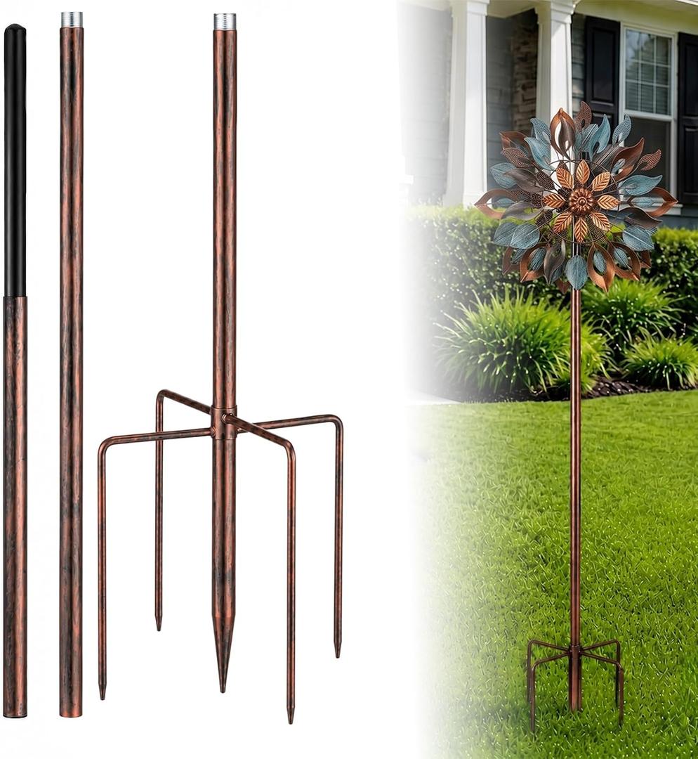 Heavy Duty Wind Spinner Replacement Pole, 48"/72" Adjustable, 5-Prong Base