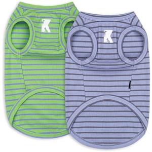 Koneseve Dog Shirts 2 Pack Breathable Sleeveless Vest, Stretchy & Soft, Purple & Vivid Green, Size L