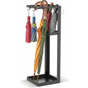 XINWXSS Umbrella Stand, Metal Umbrella Stand Indoor, 20 Inch Umbrella Holder for Entryway, Shelf for use with Small Umbrellas and Bottom Drip Tray for use with