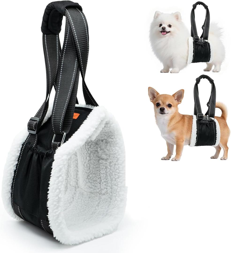 LumoLeaf Dog Lift Harness Sling for Back Legs, Adjustable Rear Leg Support & Mobility Aid, Hip Support for Senior/Disabled Dogs, Soft Fleece Lining, Padded Handles, for CCL/ACL Surgery (Black, Medium)