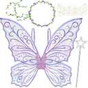 Fairy Wings Costume for Women, Sparkle Butterfly Angel Wings Halloween Costume Dress Up Cosplay Party Favor Purple