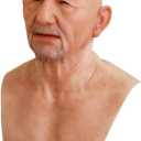 William Silicone Head Mask Realistic Old Man Face Mask Cosplay Halloween (Tan Color)