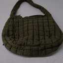 Quilted Puffer Tote Bag for Women - Large Crossbody Bag, Lightweight Nylon Puffy Carryall Hobo Puff Shoulder Bag (Medium, Dark Green)