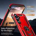 IKAZZ for Galaxy S25 Plus Case,Military Grade Shockproof Heavy Duty Protective Phone Cover Pass 16ft Drop Test with Magnetic Kickstand Car Mount Holder Red