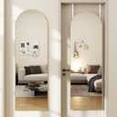 Arched Full Length Door Mirror 14x48, Metal Frame with Protective Film, No-Drilling Hanging or Wall Mount, Hooks & Hardware Included, Full Body Mirror for Bedroom, Dorm, Gold
