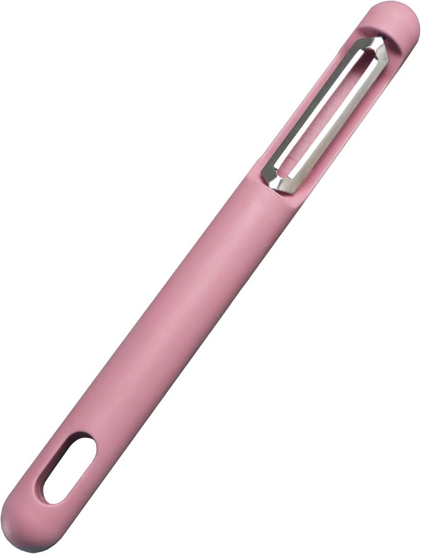 Premium Peeler, Stainless Steel Straight Blades, Silicone Handle For Fruits And Vegetables (Pink)