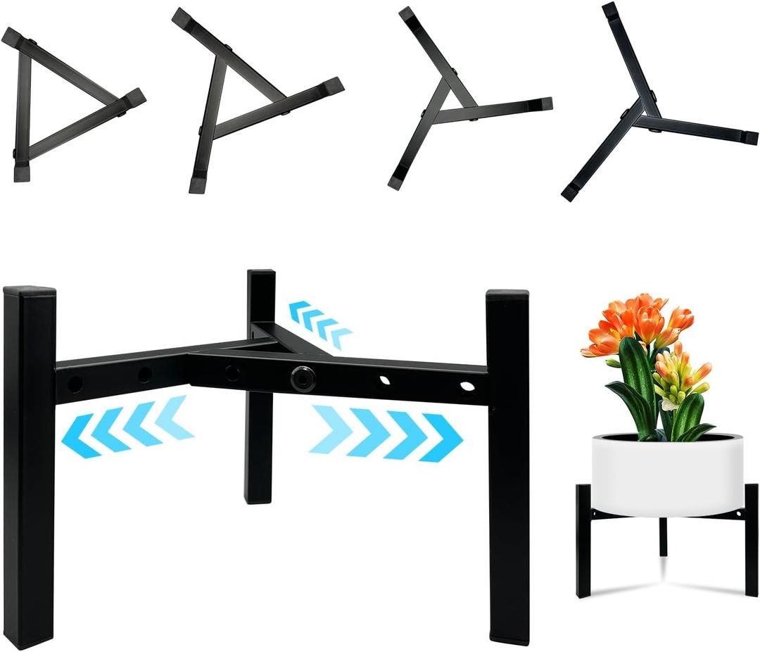 Mini 3Legs Adjustable Metal Plant Stand for 5"-10" Plant Pot  Indoor & Outdoor (Black, 1 Pcs)
