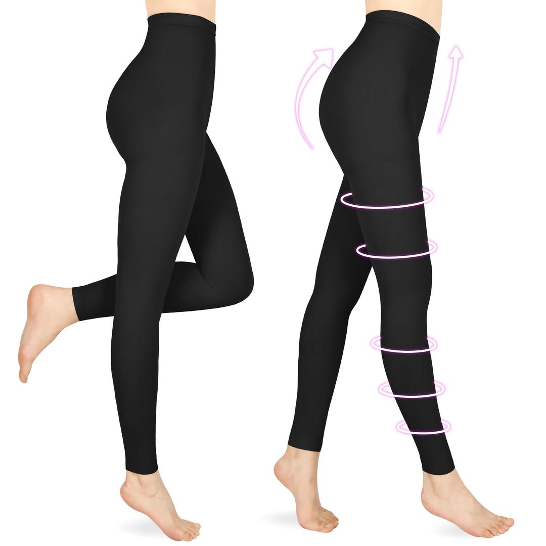 Compression Pantyhose for Women & Men, Footless 20-30mmHg Medical Graduated Compression Leggings, Waist High Support Tights, Opaque Stockings for Varicose Veins Edema Post Surgery Large